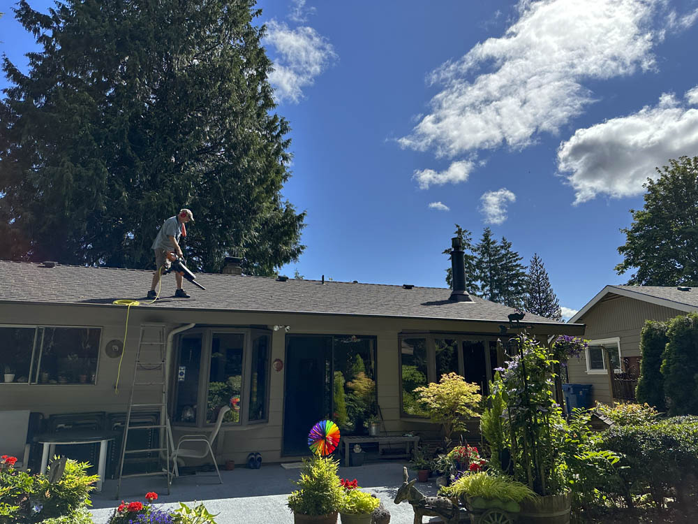 mike cleaning roof