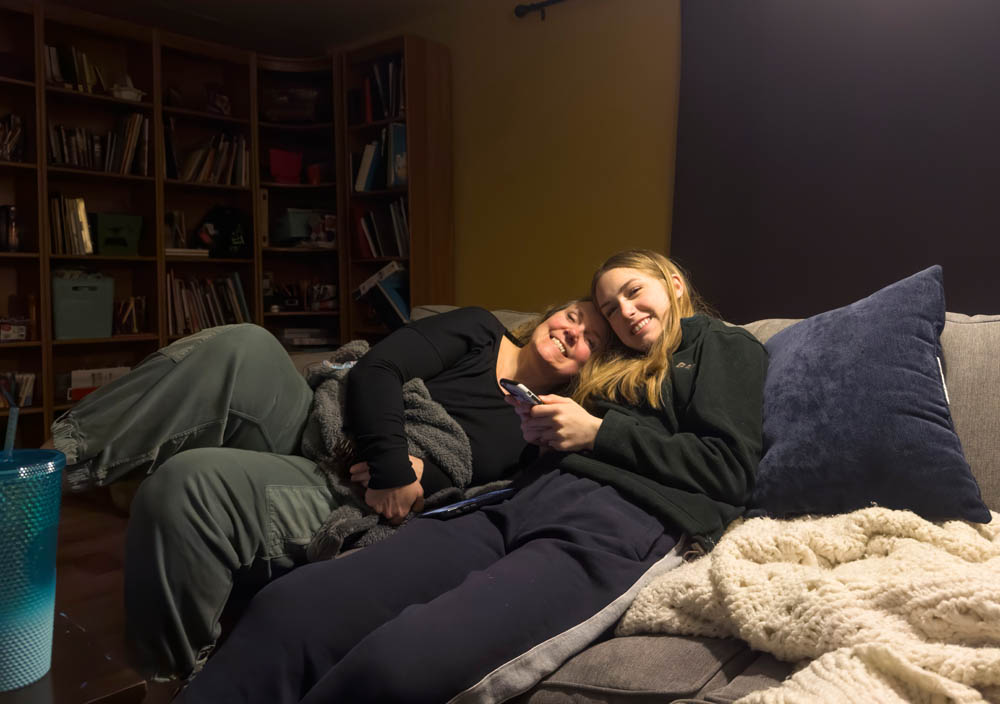 sarah and katie at home